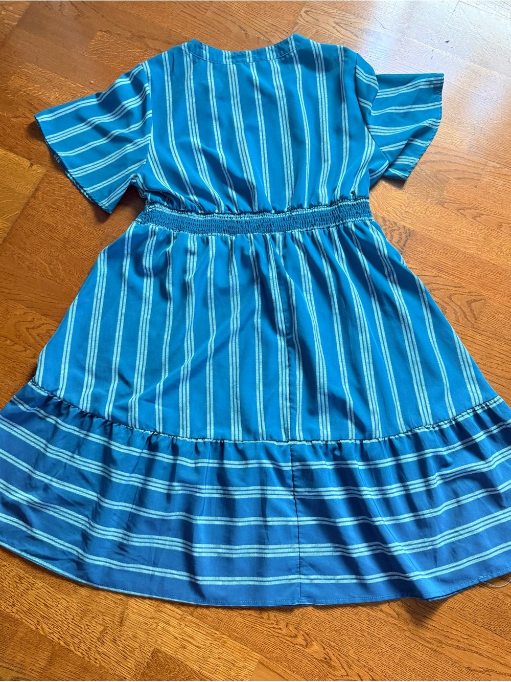 BloomChic Teal and White Striped Midi Dress - Picture 5 of 7